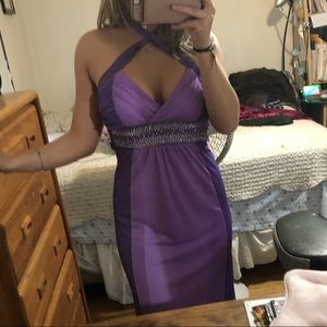 Prom dress long purple with embellished waist